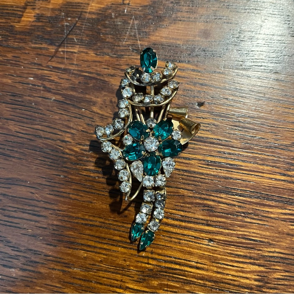STAR ART Vintage 12K Gold Filled Rhinestone Pendant/Brooch